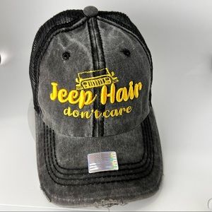 Jeep Hair Don’t Care Embroidered Hat - black/black